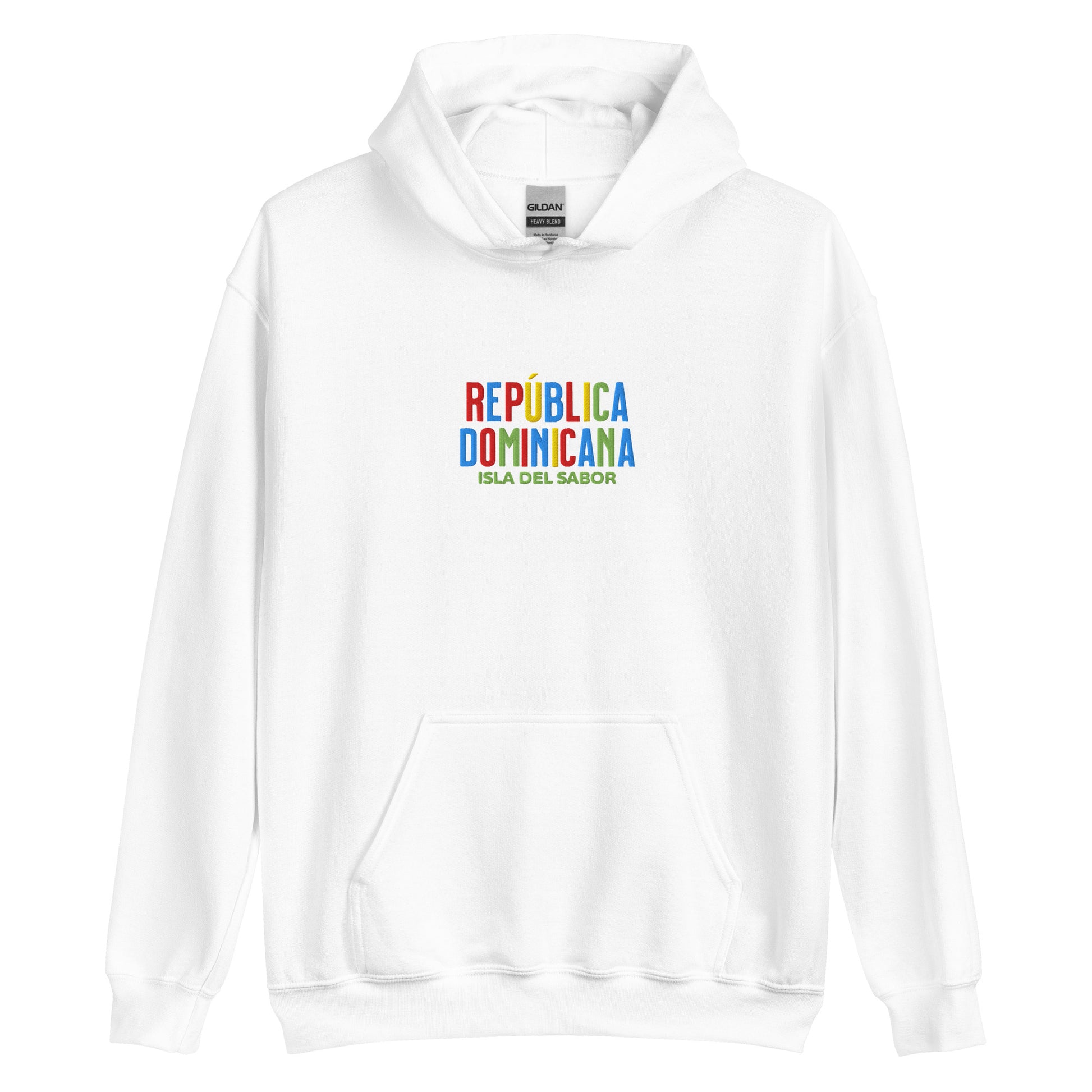 Hoodie bordado con la frase “Isla del Sabor”, inspiración cultural de República Dominicana.