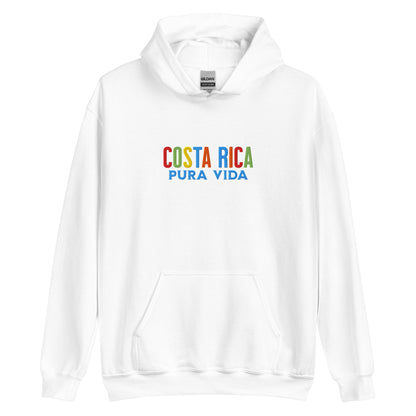 Hoodie bordado con la frase “Pura Vida”, inspiración cultural de Costa Rica.