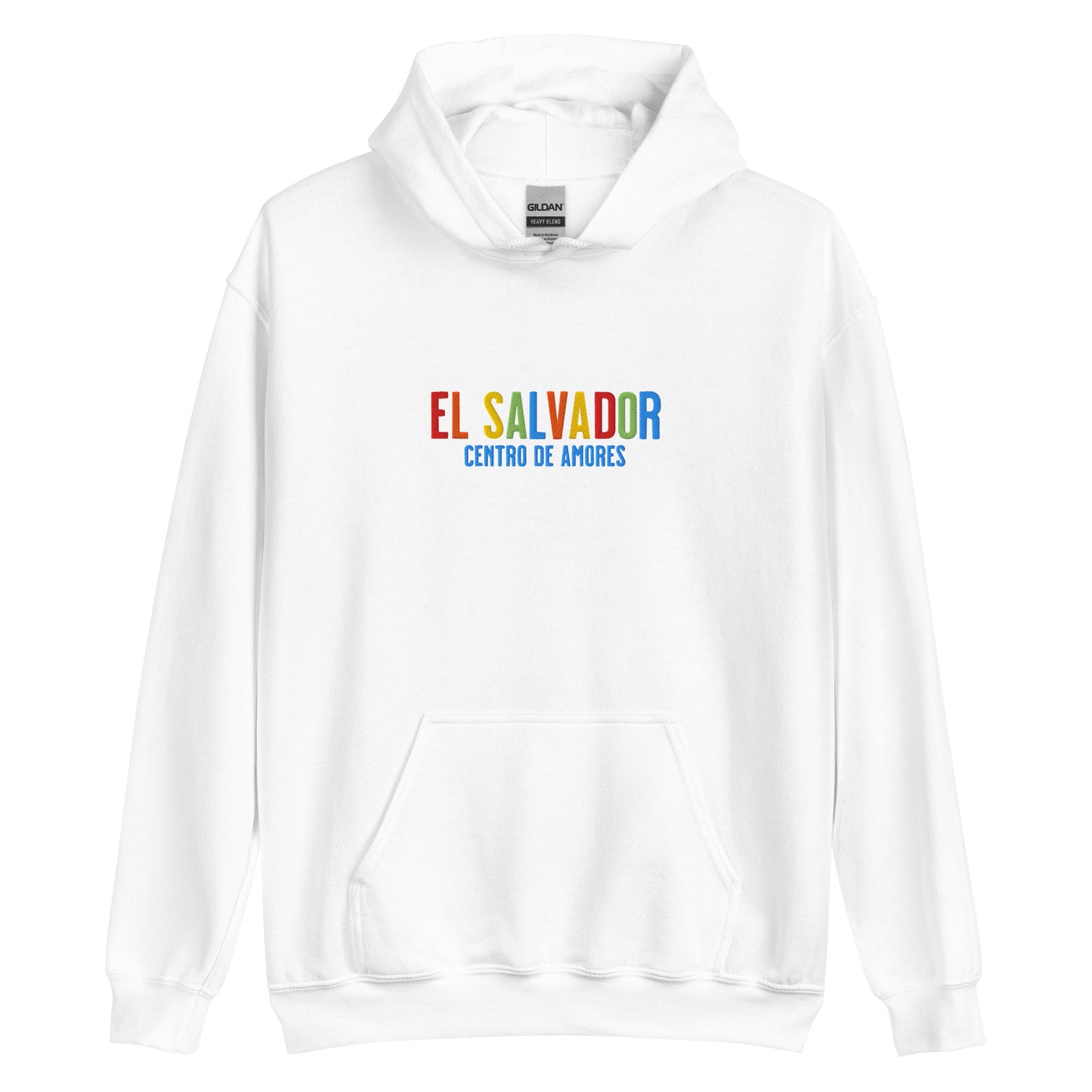 Hoodie bordado con la frase “Centro de Amores”, inspiración cultural de El Salvador.