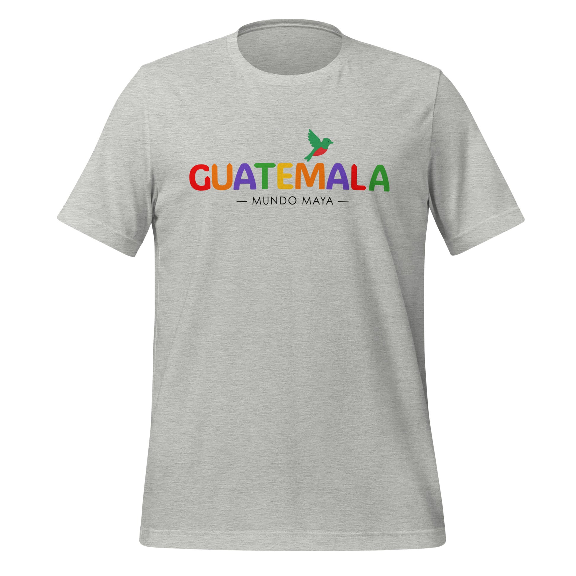 Camiseta Guatemala “Mundo Maya” con letras coloridas y colibrí – LATEA™