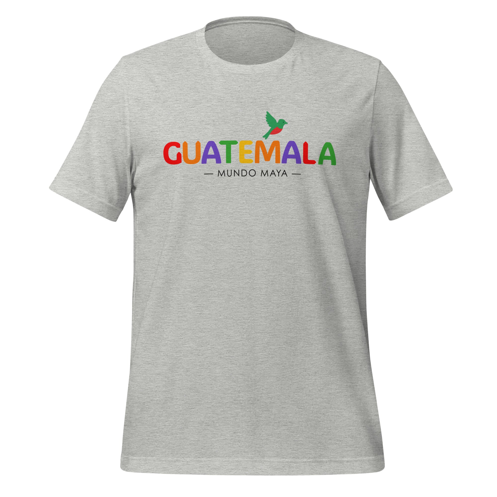 Camiseta Guatemala “Mundo Maya” con letras coloridas y colibrí – LATEA™