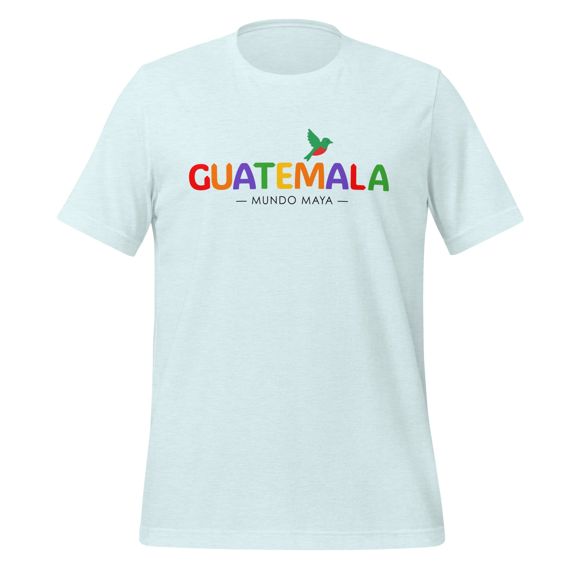 Camiseta Guatemala “Mundo Maya” con letras coloridas y colibrí – LATEA™