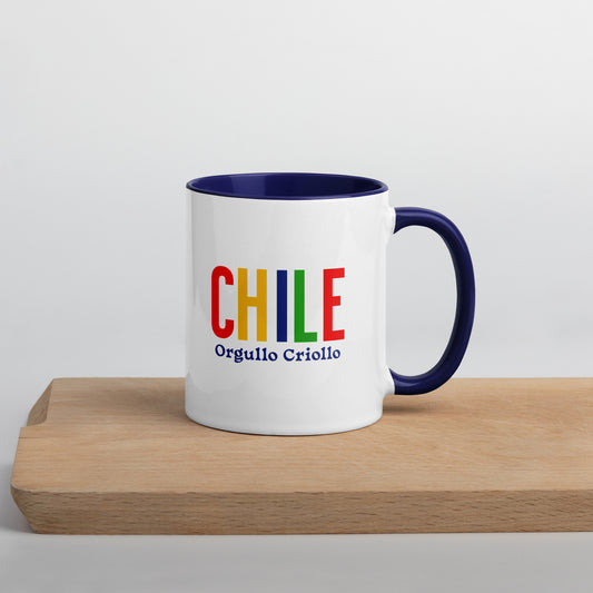 Mug de cerámica Chile Orgullo Criollo, diseño colorido, LATEA™.