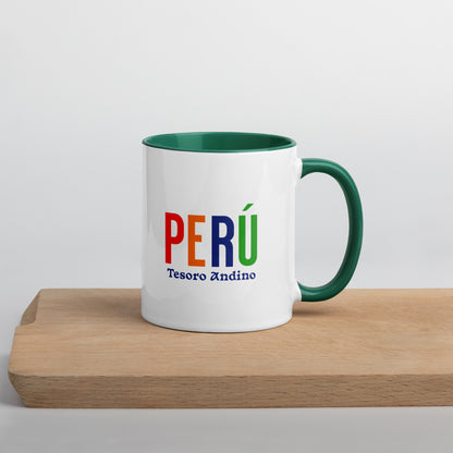 Mug de cerámica Perú Tesoro Andino, diseño colorido, LATEA™.