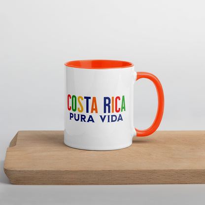 Mug de cerámica Costa Rica Pura Vida, diseño colorido, LATEA™.