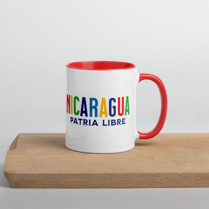 Mug de cerámica Nicaragua Patria Libre, diseño colorido, LATEA™.